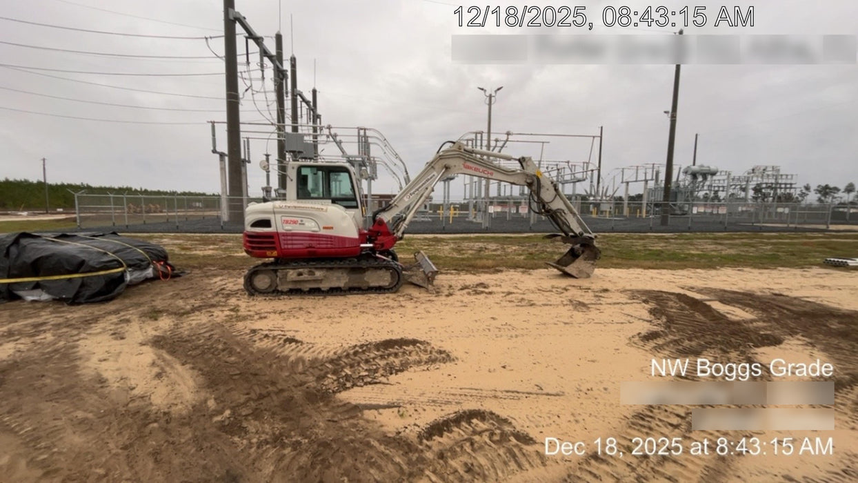 2019 Takeuchi TB290 Cab, AC, Rubber Tracks, Dozer Blade, Travel Alarm, Control Pattern Change Valve, Auxiliary Hydraulics w/18" Quick Coupler Bucket with teeth, 6.2 cu. ft. capacity/24" Quick Coupler Bucket with teeth, 8.6 cu. ft. capacity/36" Quick Coupler Bucket with teeth, 13.4 cu. ft. capacity, Quick Coupler, Hydraulic Thumb Installed