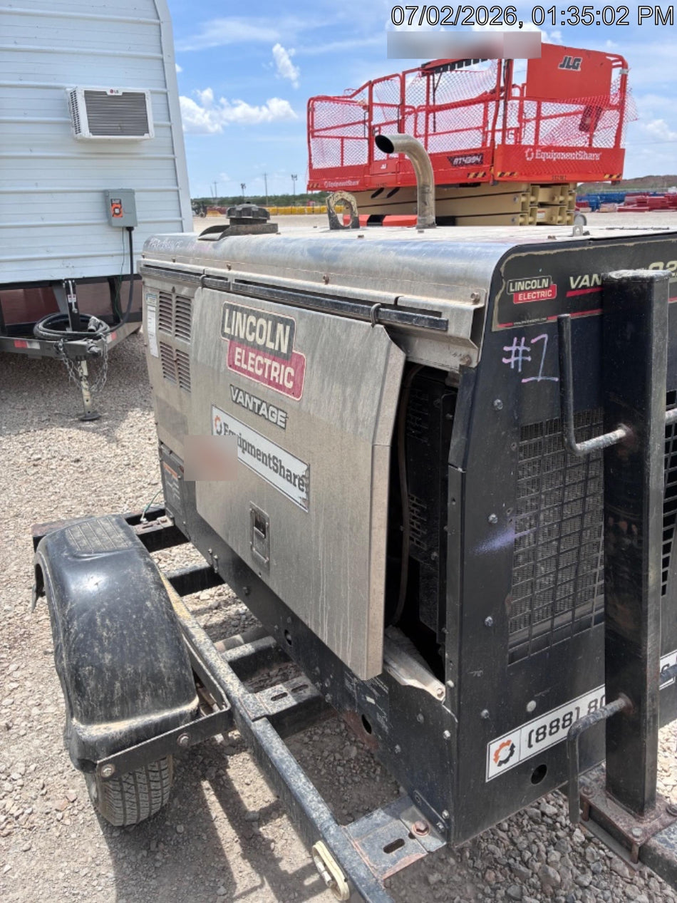 2019 Lincoln Electric Vantage 322 Welder Ready-Pak 3, Two wheel trailer, Fender and Light kit, Cable Rack