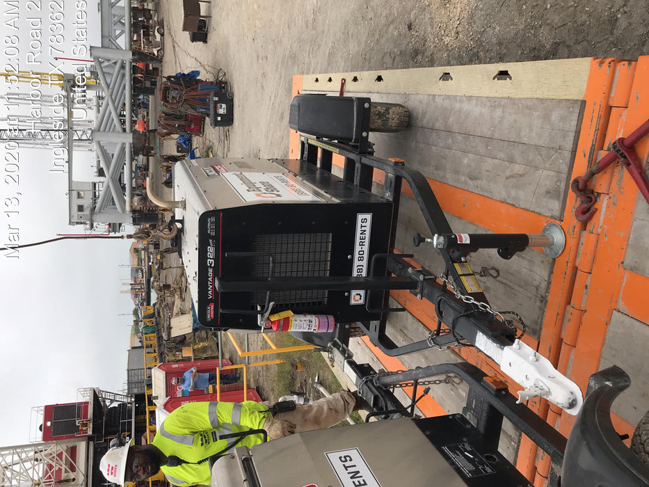 2019 Lincoln Electric Vantage 322 Welder Ready-Pak 3, Two wheel trailer, Fender and Light kit, Cable Rack