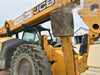 2019 JCB 510-56 74 HP w/Open ROPS, Beacon, Aux Hydraulics, Worklights, Solid Tires w/60" Carriage/Forks