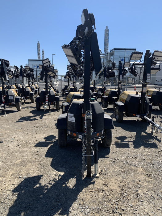 2020 Allmand NLV3GR (4) LED Light Fixture 350W, 23' Vertical Mast, 3kW Prime, Towable, Deep Sea L401, Leveling Jacks, Yanmar T4F 5.8hp