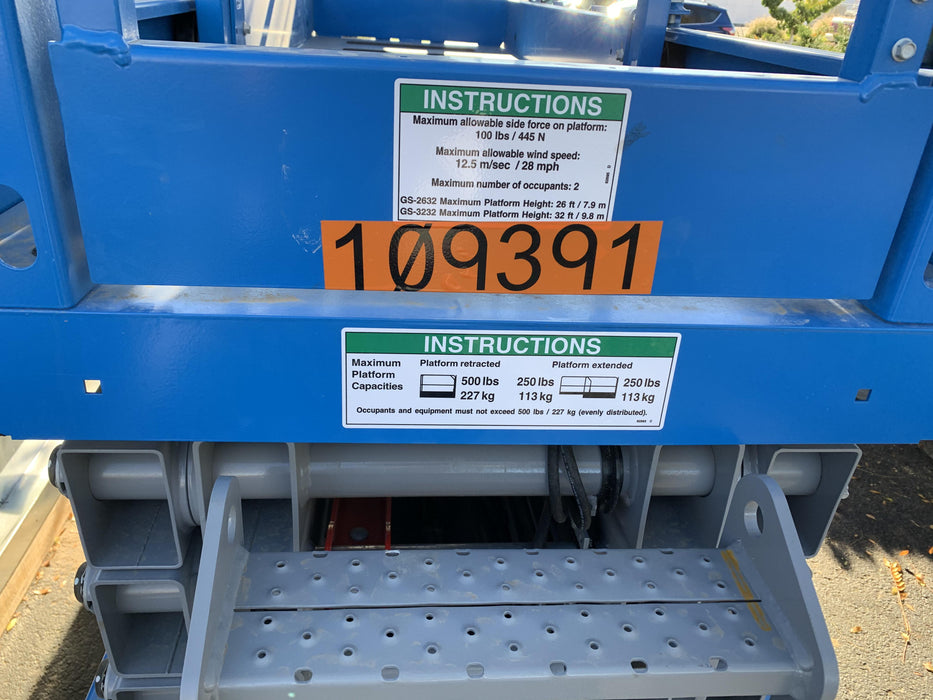 2020 Genie GS-2632 Solid NM Tires, Folding Rails with Half-Height Swing Gate, Beacon, 800W Invertor