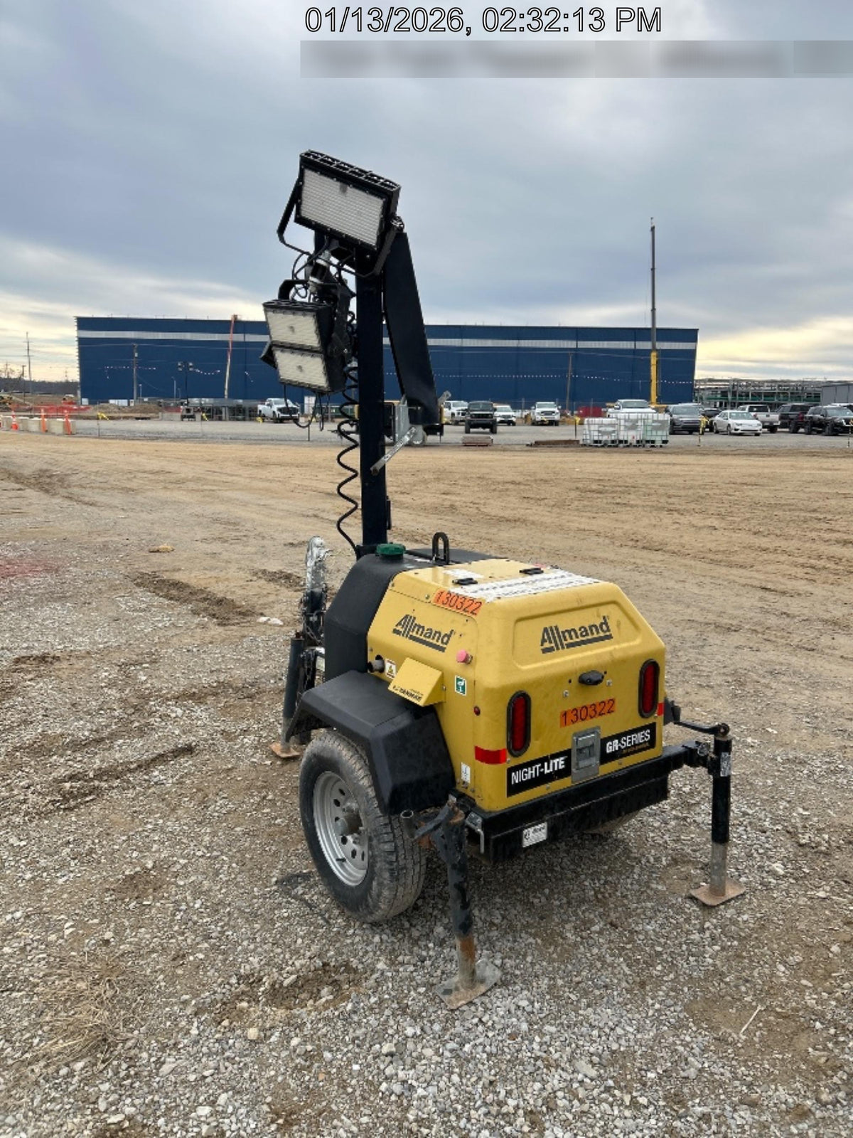 2021 Allmand NLV3GR (4) LED Light Fixture 350W, 23' Vertical Mast, 3kW Prime, Towable, Deep Sea L401, Leveling Jacks, Yanmar T4F 5.8hp