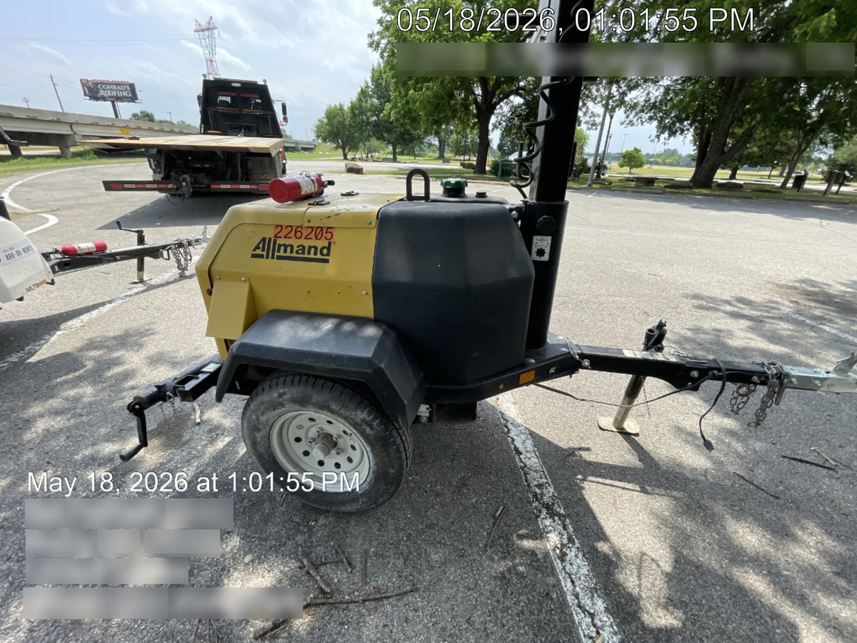 2022 Allmand NLV3GR (4) LED Light Fixture 350W, 23' Vertical Mast, 3kW Prime, Towable, Deep Sea L401, Leveling Jacks, Yanmar T4F 5.8hp
