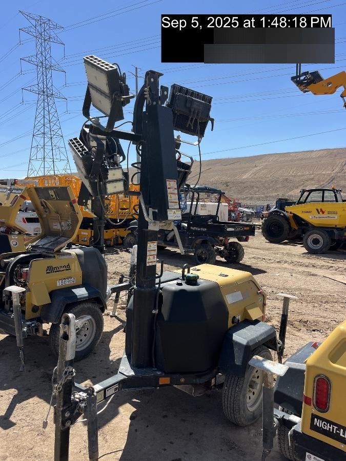2022 Allmand NLV3GR (4) LED Light Fixture 350W, 23' Vertical Mast, 3kW Prime, Towable, Deep Sea L401, Leveling Jacks, Yanmar T4F 5.8hp