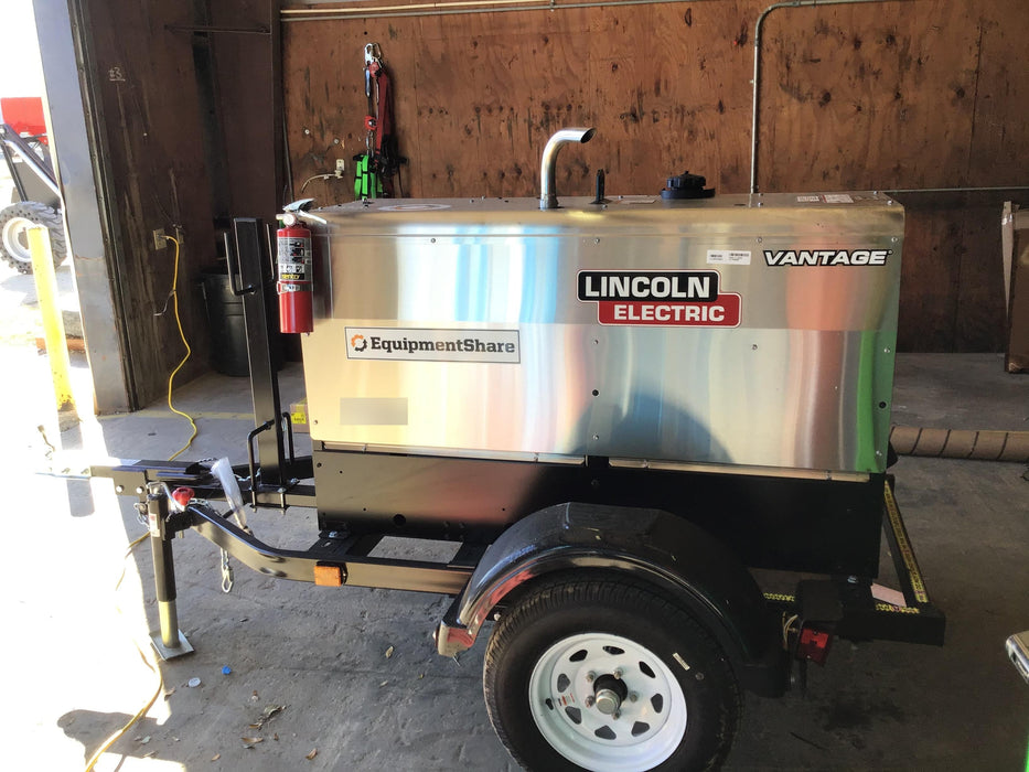 2019 Lincoln Electric Vantage 322 Welder Ready-Pak 3, Two wheel trailer, Fender and Light kit, Cable Rack