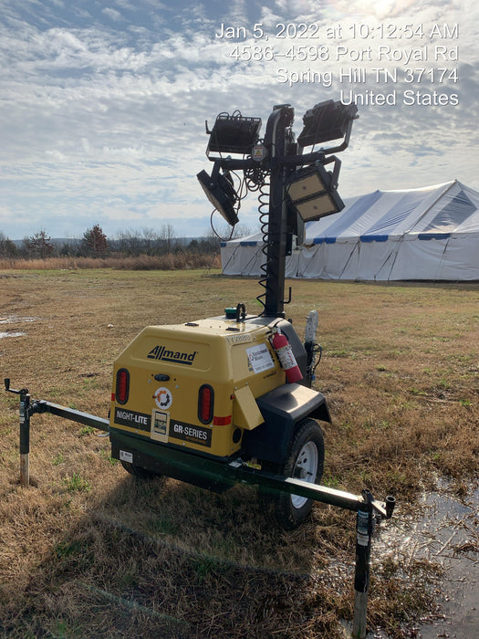 2021 Allmand NLV3GR (4) LED Light Fixture 350W, 23' Vertical Mast, 3kW Prime, Towable, Deep Sea L401, Leveling Jacks, Yanmar T4F 5.8hp