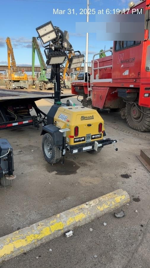 2022 Allmand NLV3GR (4) LED Light Fixture 350W, 23' Vertical Mast, 3kW Prime, Towable, ES Decals, T3