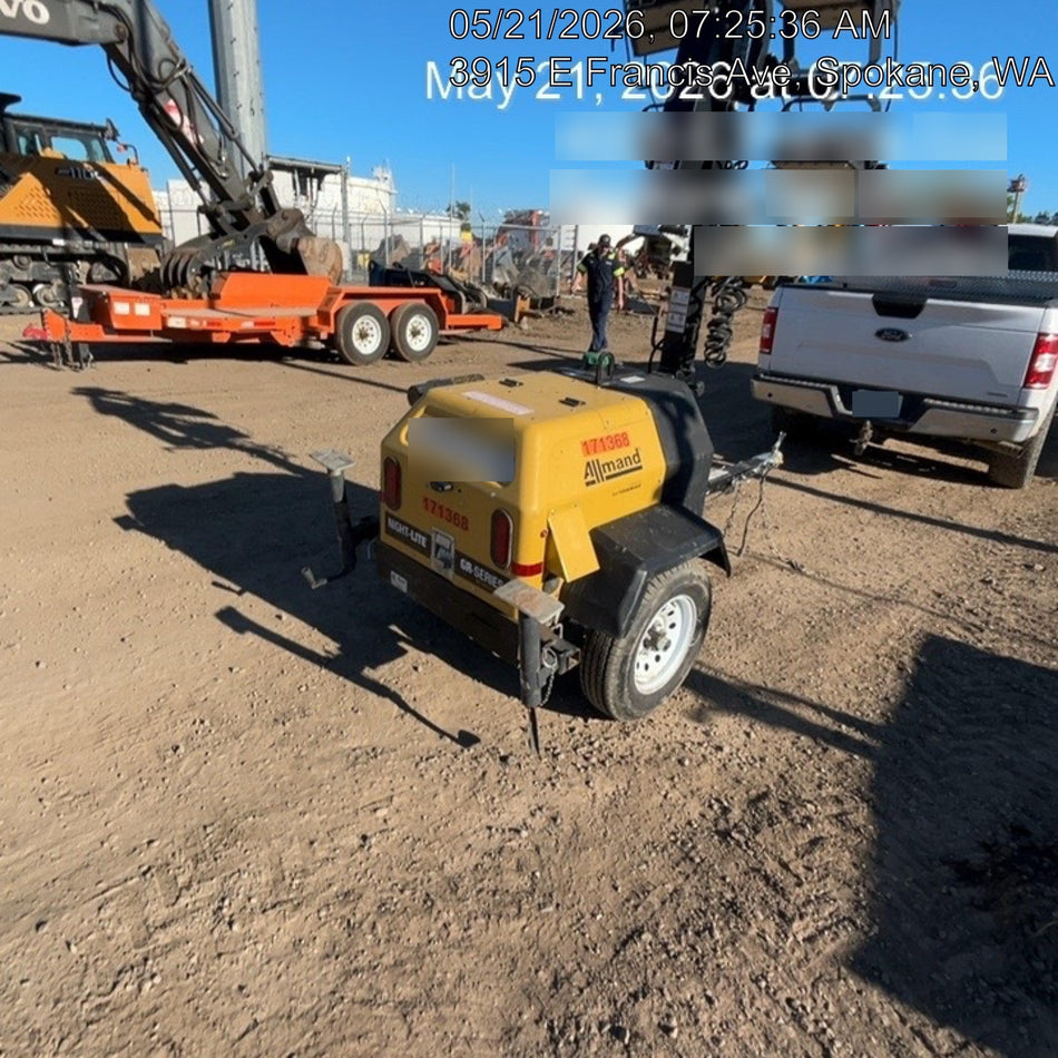 2021 Allmand NLV3GR (4) LED Light Fixture 350W, 23' Vertical Mast, 3kW Prime, Towable, Deep Sea L401, Leveling Jacks, Yanmar T4F 5.8hp