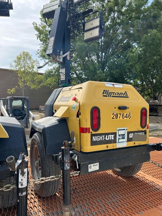 2022 Allmand NLV3GR (4) LED Light Fixture 350W, 23' Vertical Mast, 3kW Prime, Towable, Deep Sea L401, Leveling Jacks, Yanmar T4F 5.8hp