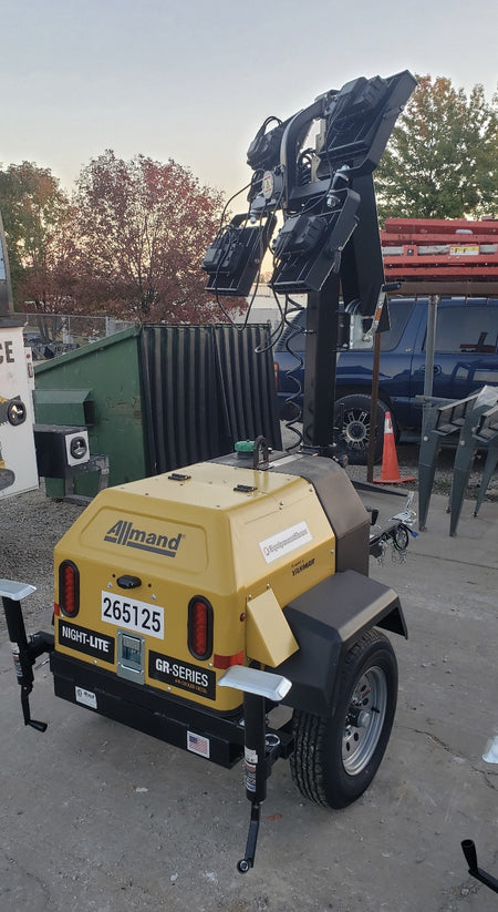 2022 Allmand NLV3GR (4) LED Light Fixture 350W, 23' Vertical Mast, 3kW Prime, Towable, ES Decals, T3