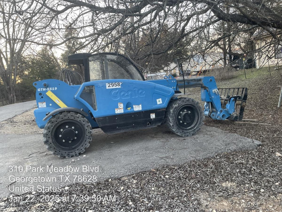 2019 Genie GTH-5519 Cab/Heat/AC, Solid RT Tires, LED Work Lights, Beacon, 48" Carriage, 48" Forks