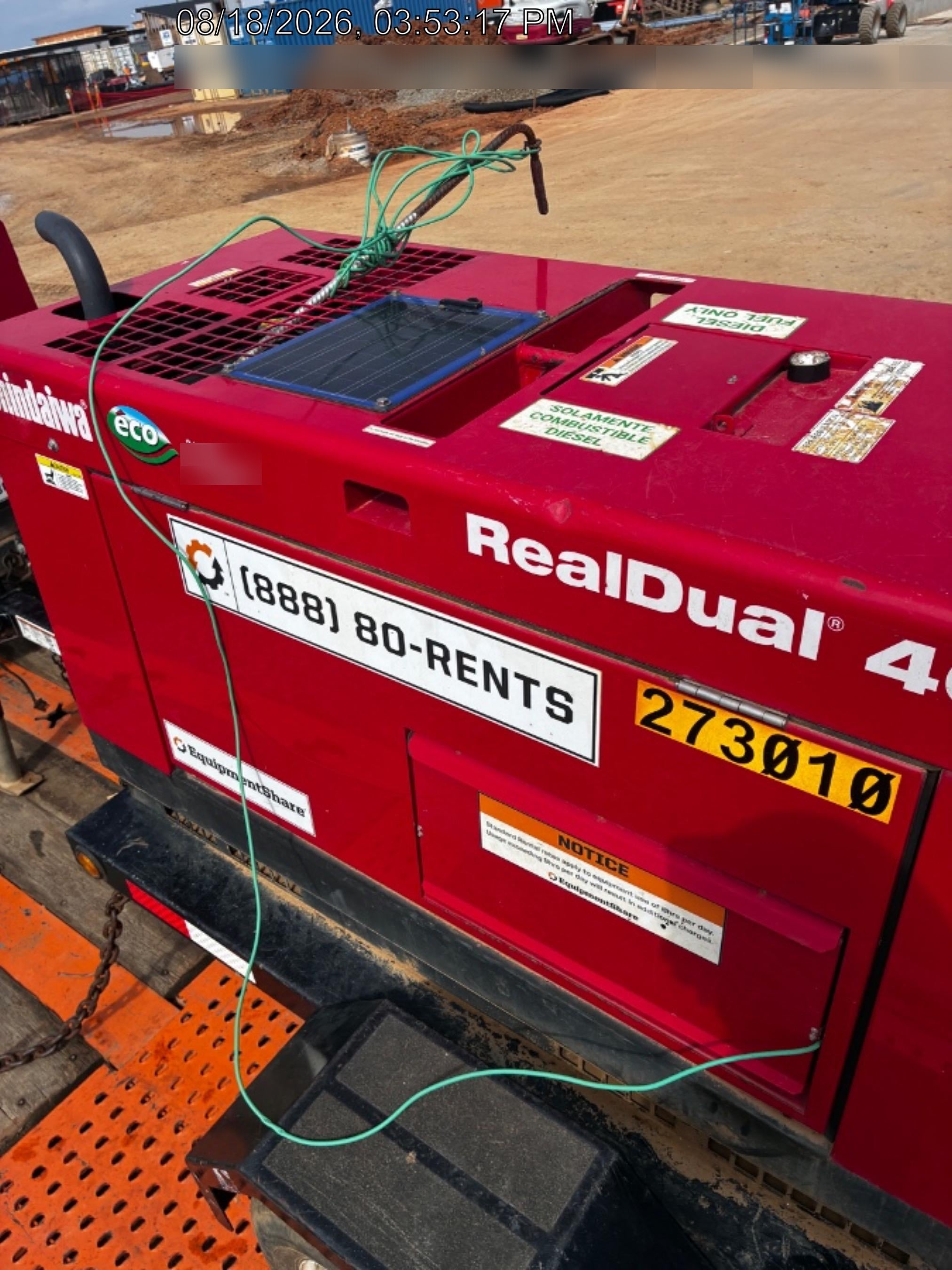 2022 Shindaiwa DGW400MDL Kubota D902 Engine, 23 HP, Dual Op Welder, Wire, Arc, Droop Stick, Tig, and CC Stick Functionality, Simulphase, 3 Phase and 1 Phase Gen Output, Single Axle NB Trlr, Slr Trckl Chrg 12V 12W, Fire Ext