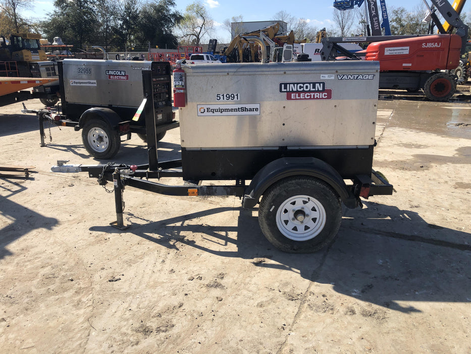 2019 Lincoln Electric Vantage 322 Welder Ready-Pak 3, Two wheel trailer, Fender and Light kit, Cable Rack