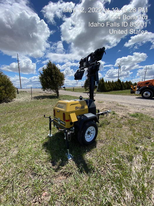 2021 Allmand NLV3GR (4) LED Light Fixture 350W, 23' Vertical Mast, 3kW Prime, Towable, Deep Sea L401, Leveling Jacks, Yanmar T4F 5.8hp