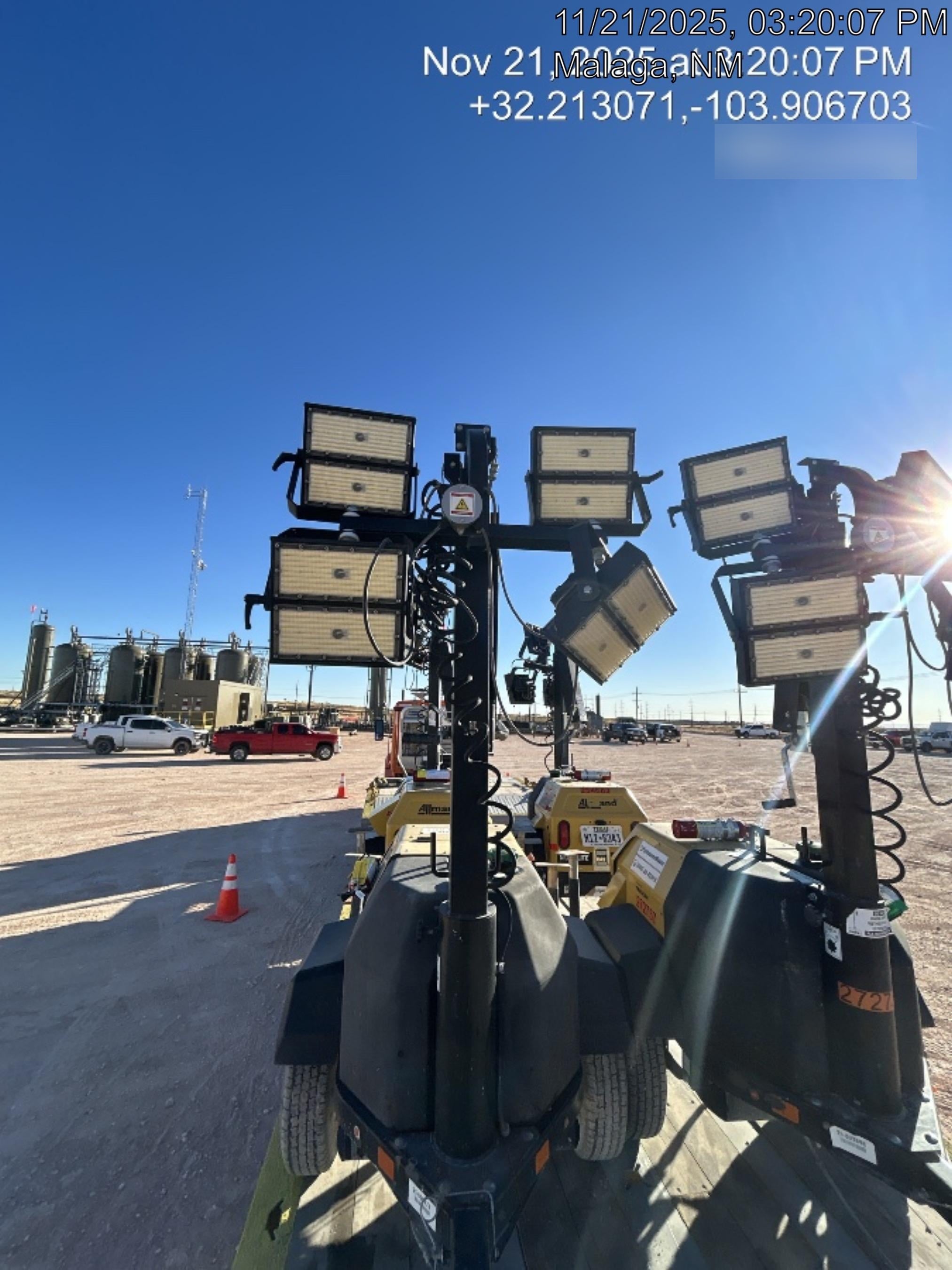 2021 Allmand NLV3GR (4) LED Light Fixture 350W, 23' Vertical Mast, 3kW Prime, Towable, Deep Sea L401, Leveling Jacks, Yanmar T4F 5.8hp