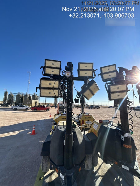 2021 Allmand NLV3GR (4) LED Light Fixture 350W, 23' Vertical Mast, 3kW Prime, Towable, Deep Sea L401, Leveling Jacks, Yanmar T4F 5.8hp