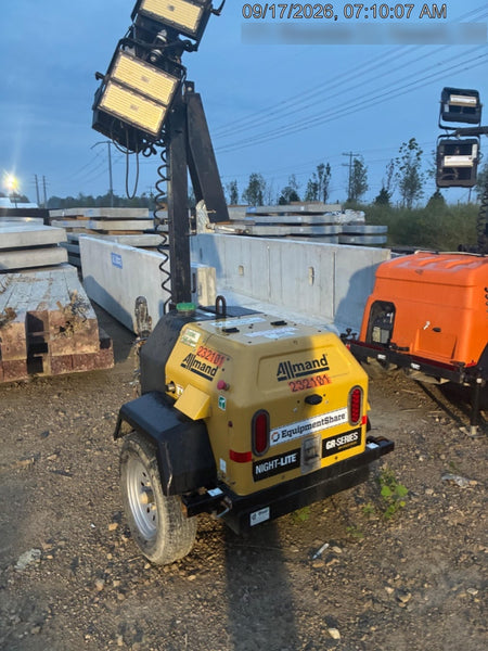 2022 Allmand NLV3GR (4) LED Light Fixture 350W, 23' Vertical Mast, 3kW Prime, Towable, Deep Sea L401, Leveling Jacks, Yanmar T4F 5.8hp