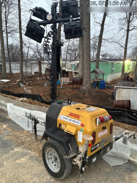 2022 Allmand NLV3GR (4) LED Light Fixture 350W, 23' Vertical Mast, 3kW Prime, Towable, ES Decals, T3