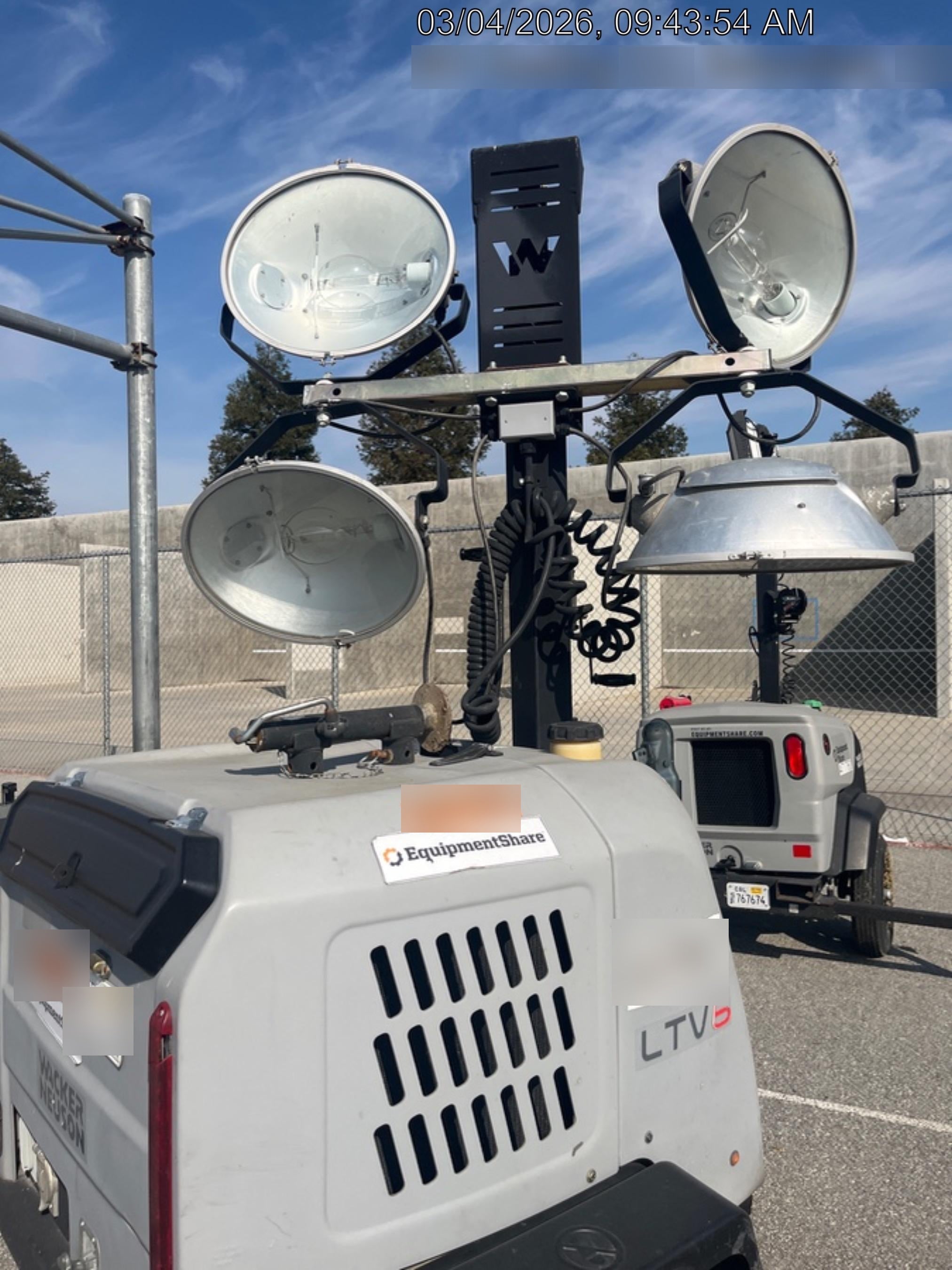 2019 Wacker Neuson LTV6L-MH Wacker Neuson LTV6L Mobile Light Tower w/Fuel Level Sensor Installed
