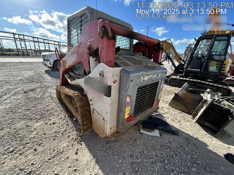 2019 Takeuchi TL10V2-CR Cab/Heat/AC, Rubber Tracks, Backup Alarm, Front & rear working Lights, Auxiliary Hydraulics, 2 Speed Travel, Engine Monitoring System, Hydraulic universal quick hitch w/76" HD smooth dirt bucket with bolt-on edge, 20.3 cubic feet capacity, 48" Pallet forks and frame