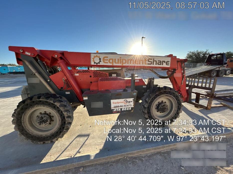 2019 Manitou MTA8044 Manitou MTA 8044 - 74 HP T4, Canopy, Worklights/Strobe, Beacon, 66" Carriage, 48" Forks, Solid Tires, Lift Hook, Aux Hydraulics