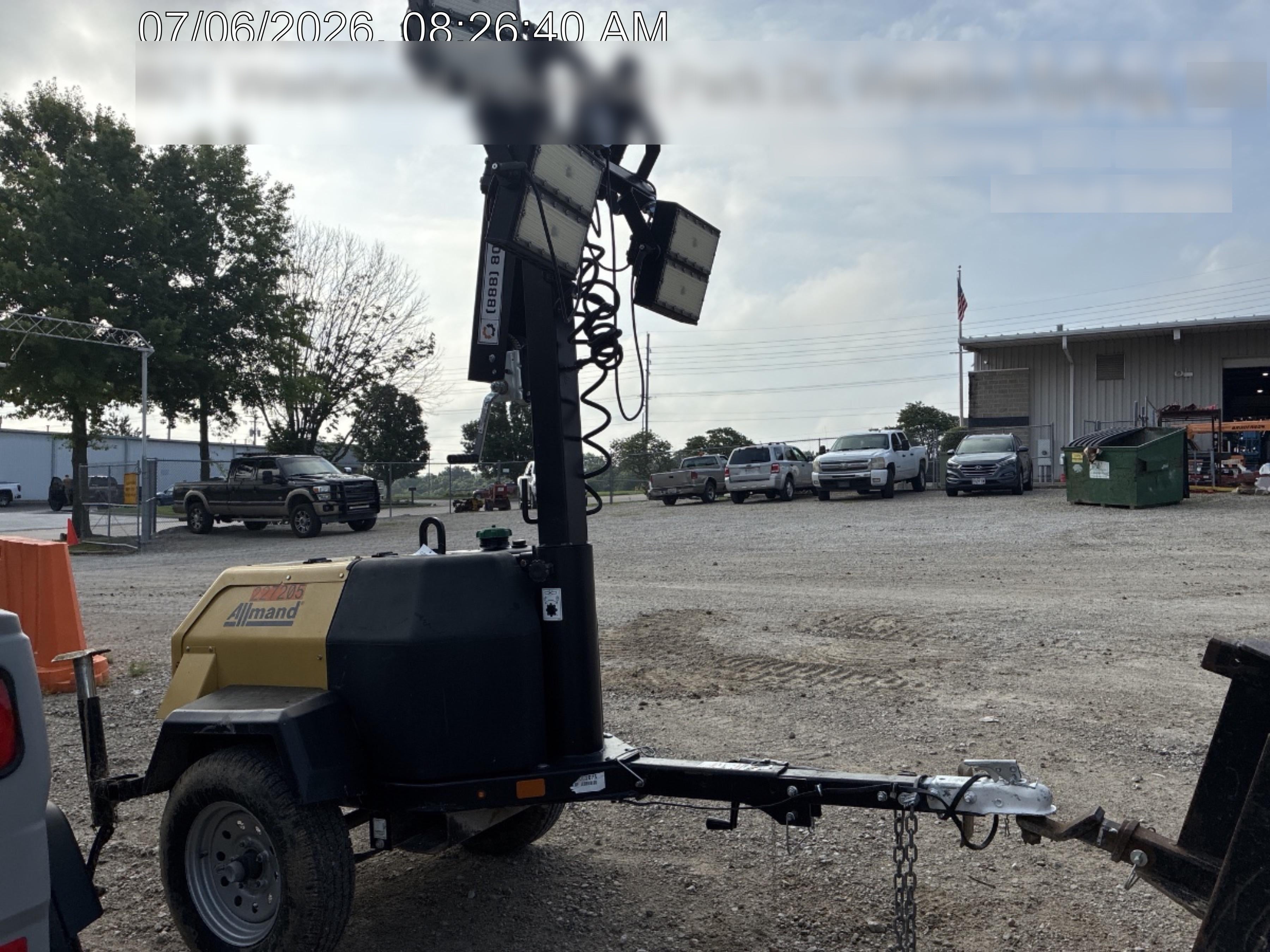 2022 Allmand NLV3GR (4) LED Light Fixture 350W, 23' Vertical Mast, 3kW Prime, Towable, Deep Sea L401, Leveling Jacks, Yanmar T4F 5.8hp