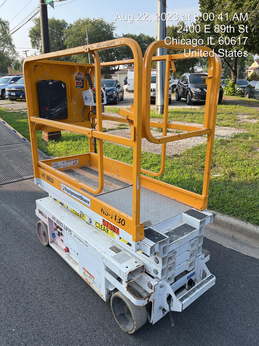 Custom Equipment HB-1430 <ul>
 <li>Hy-Brid Scissor Lift</li>
  <li>Platform capacity up to 670 lbs.</li>
  <li>Working height up to 20 ft</li>
  <li>Weighs under 1,700 lbs.</li>
  <li>Non-marking wheels </li>
</ul>