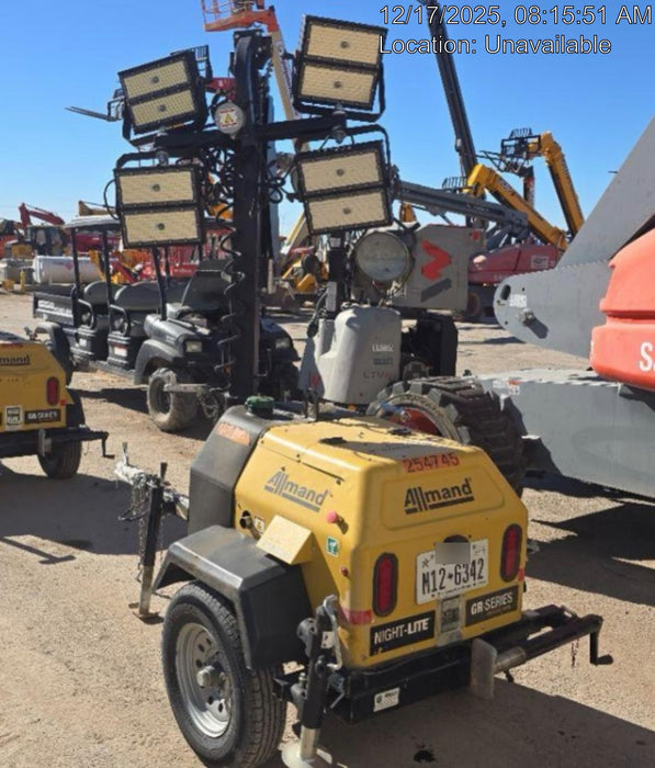 2022 Allmand NLV3GR (4) LED Light Fixture 350W, 23' Vertical Mast, 3kW Prime, Towable, ES Decals, T3