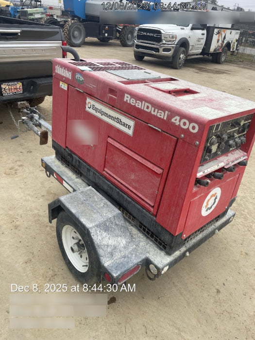 2023 Shindaiwa DGW400MDL Kubota D902 Engine, 23 HP, Dual Op Welder, Wire, Arc, Droop Stick, Tig, and CC Stick Functionality, Simulphase, 3 Phase and 1 Phase Gen Output, Single Axle NB Trlr, Slr Trckl Chrg 12V 12W, Fire Ext