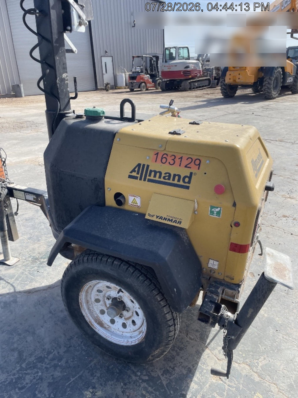 2021 Allmand NLV3GR (4) LED Light Fixture 350W, 23' Vertical Mast, 3kW Prime, Towable, Deep Sea L401, Leveling Jacks, Yanmar T4F 5.8hp