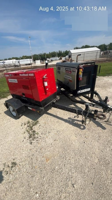 2023 Shindaiwa DGW400MDL Kubota D902 Engine, 23 HP, Dual Op Welder, Wire, Arc, Droop Stick, Tig, and CC Stick Functionality, Simulphase, 3 Phase and 1 Phase Gen Output, Single Axle NB Trlr, Slr Trckl Chrg 12V 12W, Fire Ext