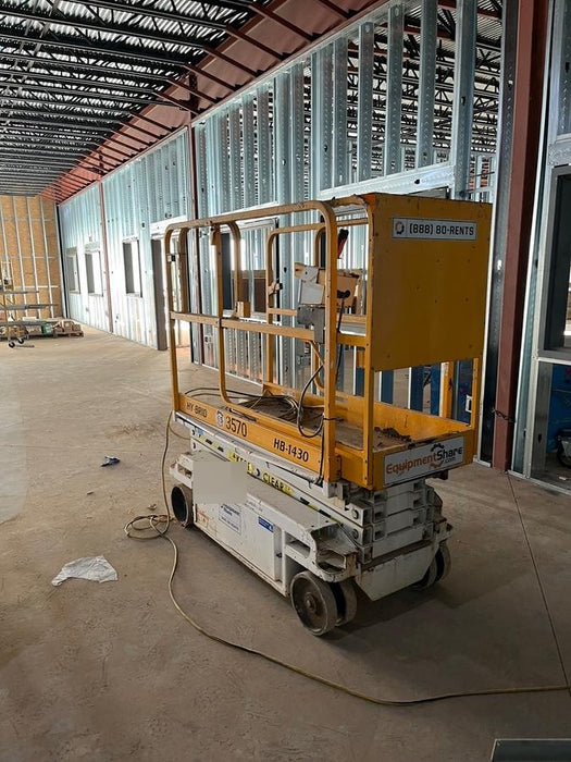 Custom Equipment HB-1430 Hy-Brid Scissor Lift
Platform capacity up to 670 lbs
Working height up to 20 ft
Weighs under 1,700 lbs
Non-marking wheels