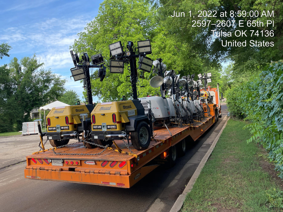 2022 Allmand NLV3GR (4) LED Light Fixture 350W, 23' Vertical Mast, 3kW Prime, Towable, Deep Sea L401, Leveling Jacks, Yanmar T4F 5.8hp