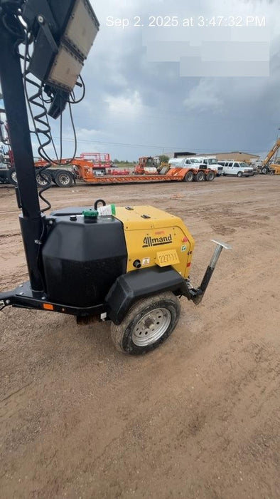 2022 Allmand NLV3GR (4) LED Light Fixture 350W, 23' Vertical Mast, 3kW Prime, Towable, Deep Sea L401, Leveling Jacks, Yanmar T4F 5.8hp