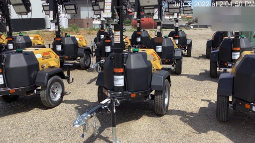 2022 Allmand NLV3GR (4) LED Light Fixture 350W, 23' Vertical Mast, 3kW Prime, Towable, Deep Sea L401, Leveling Jacks, Yanmar T4F 5.8hp