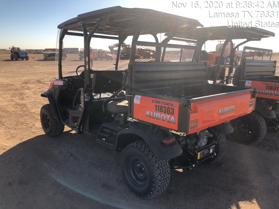 Kubota RTV-X1140W-H Canopy, 4-Seater, Diesel, Windshield Acrylic Clear, LED Strobe, Backup Alarm