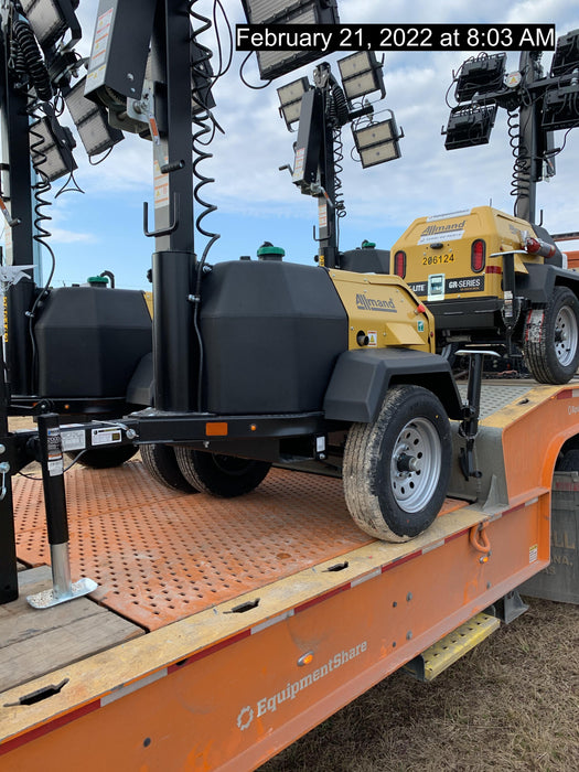 2022 Allmand NLV3GR (4) LED Light Fixture 350W, 23' Vertical Mast, 3kW Prime, Towable, Deep Sea L401, Leveling Jacks, Yanmar T4F 5.8hp