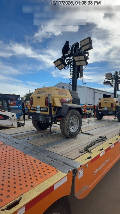 2022 Allmand NLV3GR (4) LED Light Fixture 350W, 23' Vertical Mast, 3kW Prime, Towable, Deep Sea L401, Leveling Jacks, Yanmar T4F 5.8hp