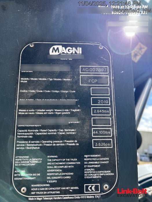 2019 Magni HTH 20.10 Two LED lights on cab - front, Four LED lights on cab - rear, Two LED lights on the boom, Camera on boom & back, Foam Filled Tires | Attachments: Forkcarriage 20 T with 96" forks & positioner w/Forkcarriage 20 T with 96" forks & positioner