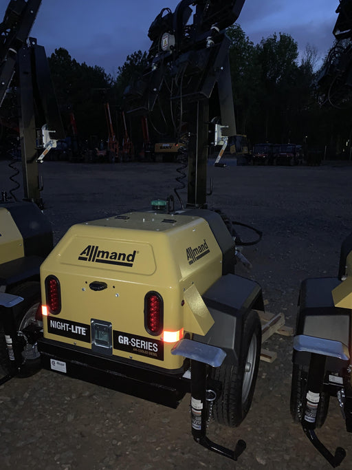 2022 Allmand NLV3GR (4) LED Light Fixture 350W, 23' Vertical Mast, 3kW Prime, Towable, Deep Sea L401, Leveling Jacks, Yanmar T4F 5.8hp