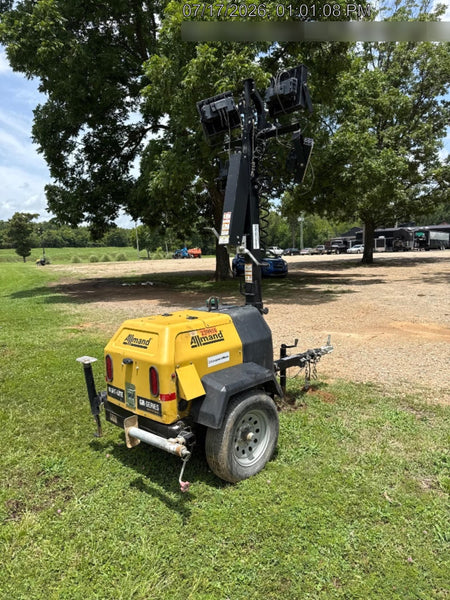 2022 Allmand NLV3GR (4) LED Light Fixture 350W, 23' Vertical Mast, 3kW Prime, Towable, Deep Sea L401, Leveling Jacks, Yanmar T4F 5.8hp