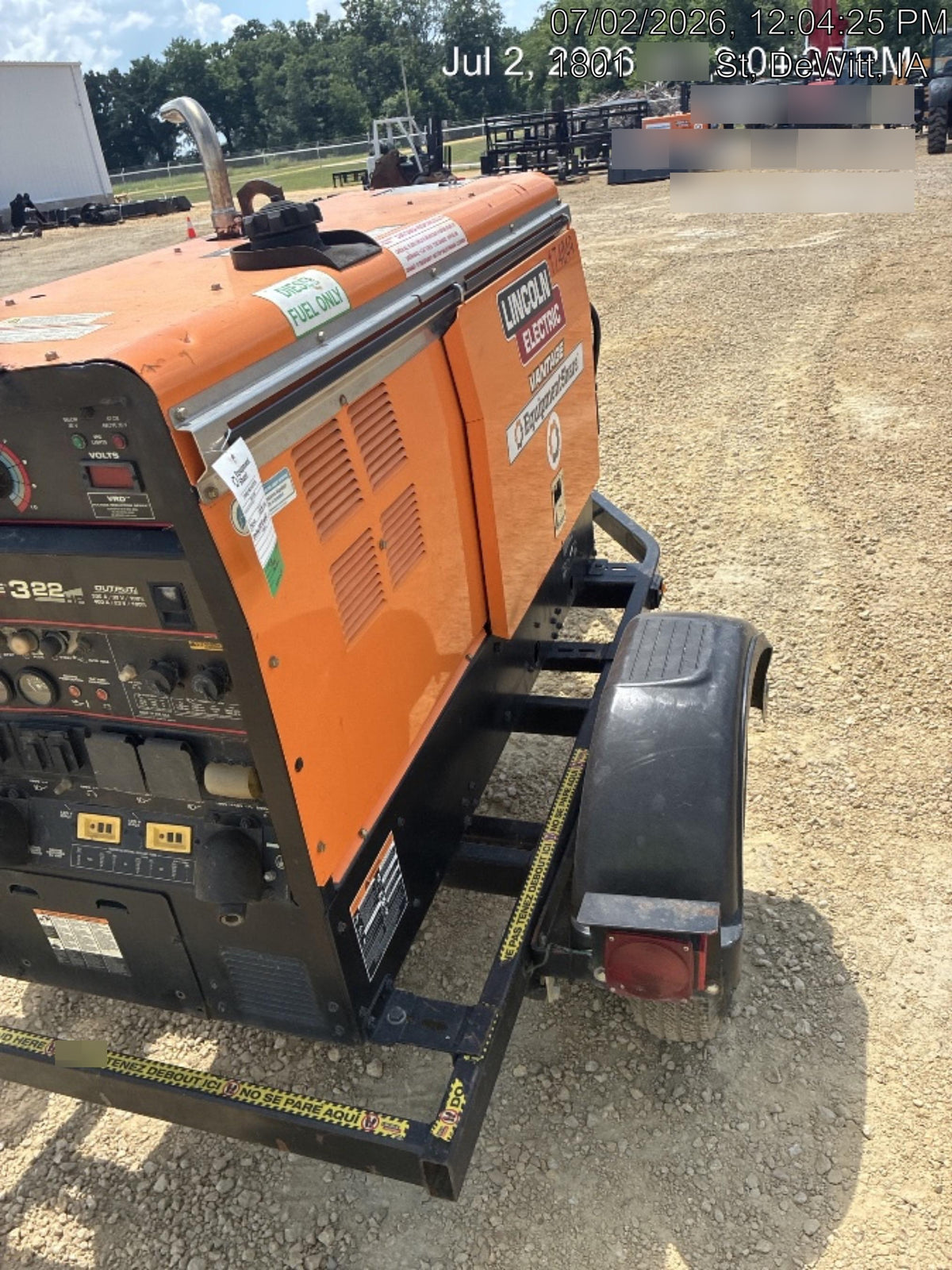 2021 Lincoln Electric Vantage 322 Vantage 322 Ready Pak 3 w/ Decals, ORANGE (includes trailer, cable rack, fender light kit) NO Telematics