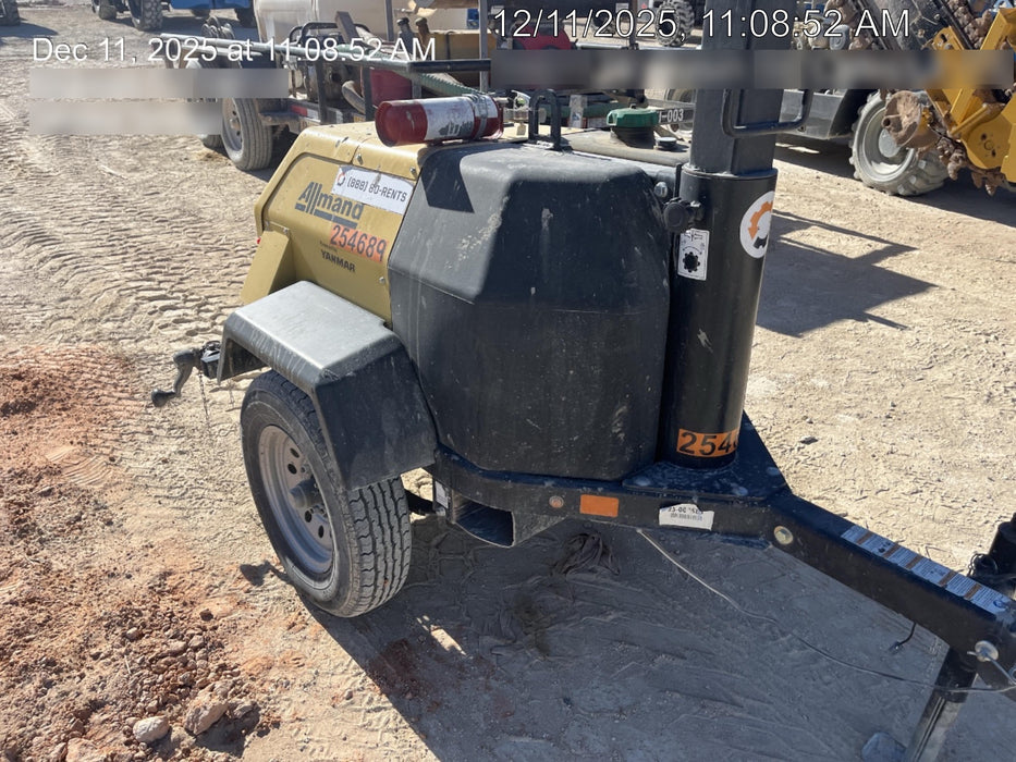 2022 Allmand NLV3GR (4) LED Light Fixture 350W, 23' Vertical Mast, 3kW Prime, Towable, ES Decals, T3