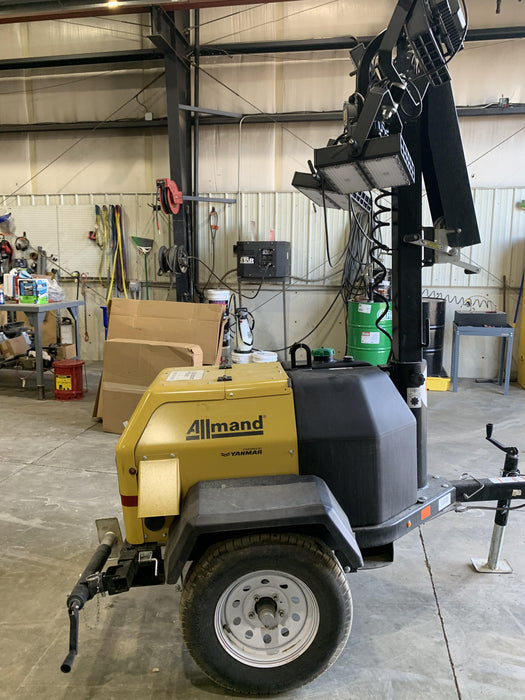 2021 Allmand NLV3GR (4) LED Light Fixture 350W, 23' Vertical Mast, 3kW Prime, Towable, Deep Sea L401, Leveling Jacks, Yanmar T4F 5.8hp