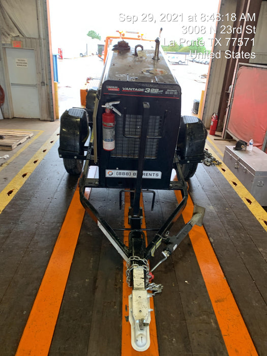 2019 Lincoln Electric Vantage 322 Ready-Pak 3, Two Wheel Trailer, Fender and Light Kit, Cable Rack