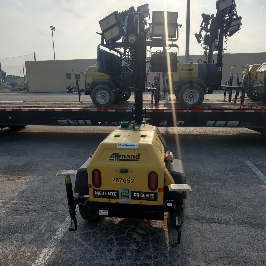 2022 Allmand NLV3GR (4) LED Light Fixture 350W, 23' Vertical Mast, 3kW Prime, Towable, Deep Sea L401, Leveling Jacks, Yanmar T4F 5.8hp