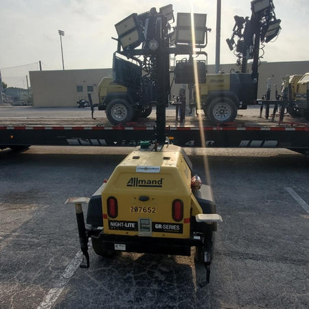 2022 Allmand NLV3GR (4) LED Light Fixture 350W, 23' Vertical Mast, 3kW Prime, Towable, Deep Sea L401, Leveling Jacks, Yanmar T4F 5.8hp