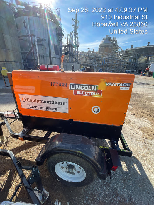 2021 Lincoln Electric Vantage 322 Vantage 322 Ready Pak 3 w/ Decals, ORANGE (includes trailer, cable rack, fender light kit) NO Telematics