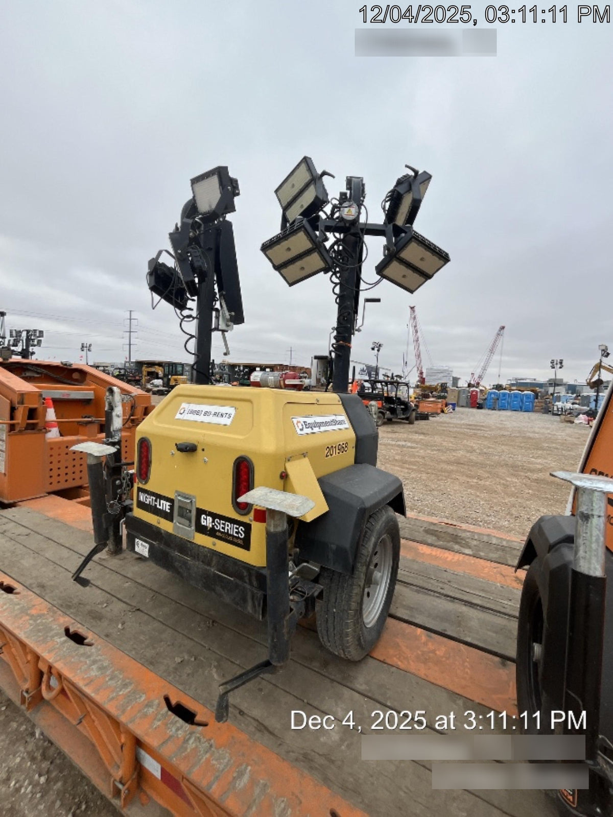 2022 Allmand NLV3GR (4) LED Light Fixture 350W, 23' Vertical Mast, 3kW Prime, Towable, Deep Sea L401, Leveling Jacks, Yanmar T4F 5.8hp